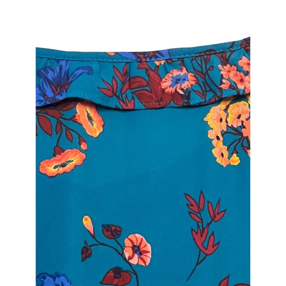 Pioneer Woman Teal Floral Long Sleeve Blouse XXXL Polyester Casual Comfortable - Picture 8 of 16